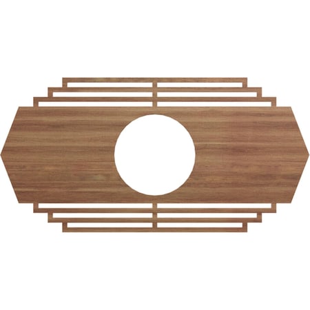 Ekena Millwork Chrysler Wood Fretwork Pierced Ceiling Medallion, Walnut, 36"W x 18"H x 9 1/2"ID x 3/8"T CMWP36X18X0375CSWA